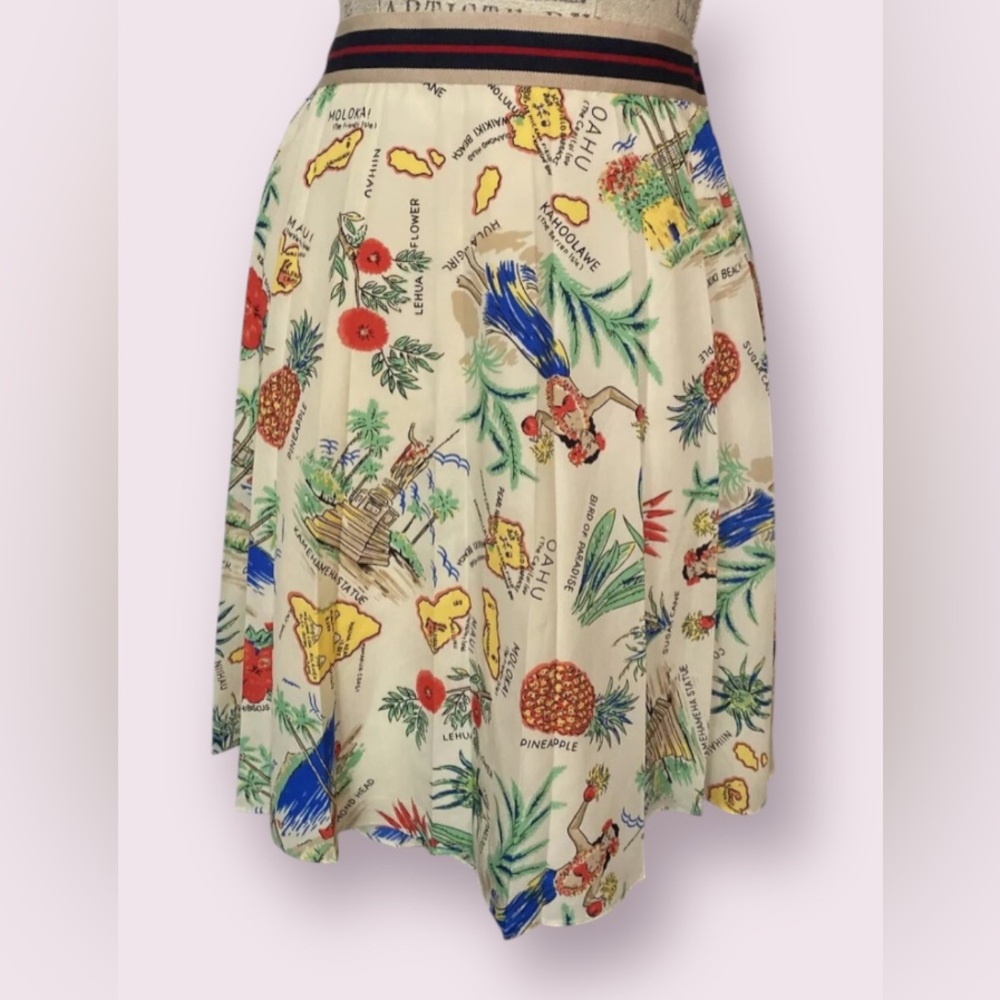 EUC J Crew Vintage Hawaiian Print Summer Hula Girl Skirt Size
